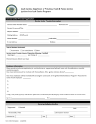 Form 1502 &quot;Service Center Provider Application - Ignition Interlock Device Program&quot; - South Carolina
