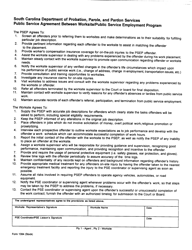 Form 1084 &quot;Public Service Agreement Between Worksite/Public Service Employment Program&quot; - South Carolina