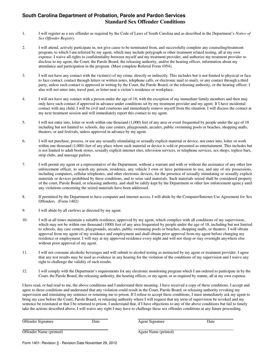 Form 1401 Fill Out Sign Online And Download Printable Pdf South Carolina Templateroller 6277