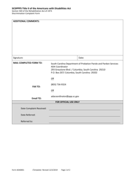 Form ADA0001 Ada Discrimination Complaint Form - South Carolina, Page 2