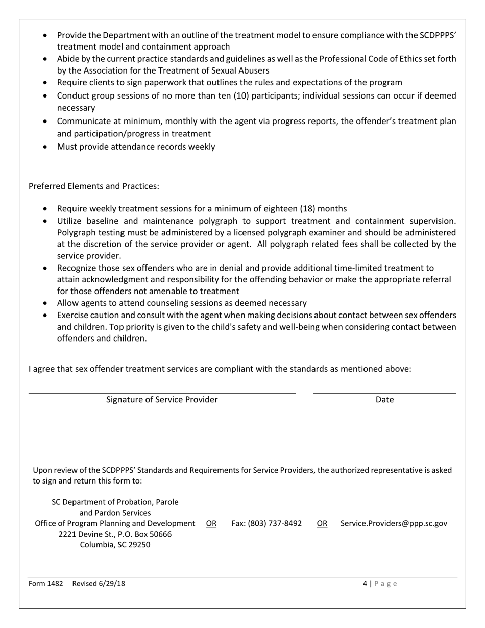 Form 1482 Standards and Requirements for Service Providers - South Carolina, Page 4