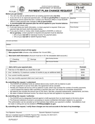 Document preview: Form FS-147 Payment Plan Change Request - South Carolina
