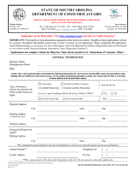 Initial Consumer Credit Grantor Notification for Rent-To-Own Businesses - South Carolina