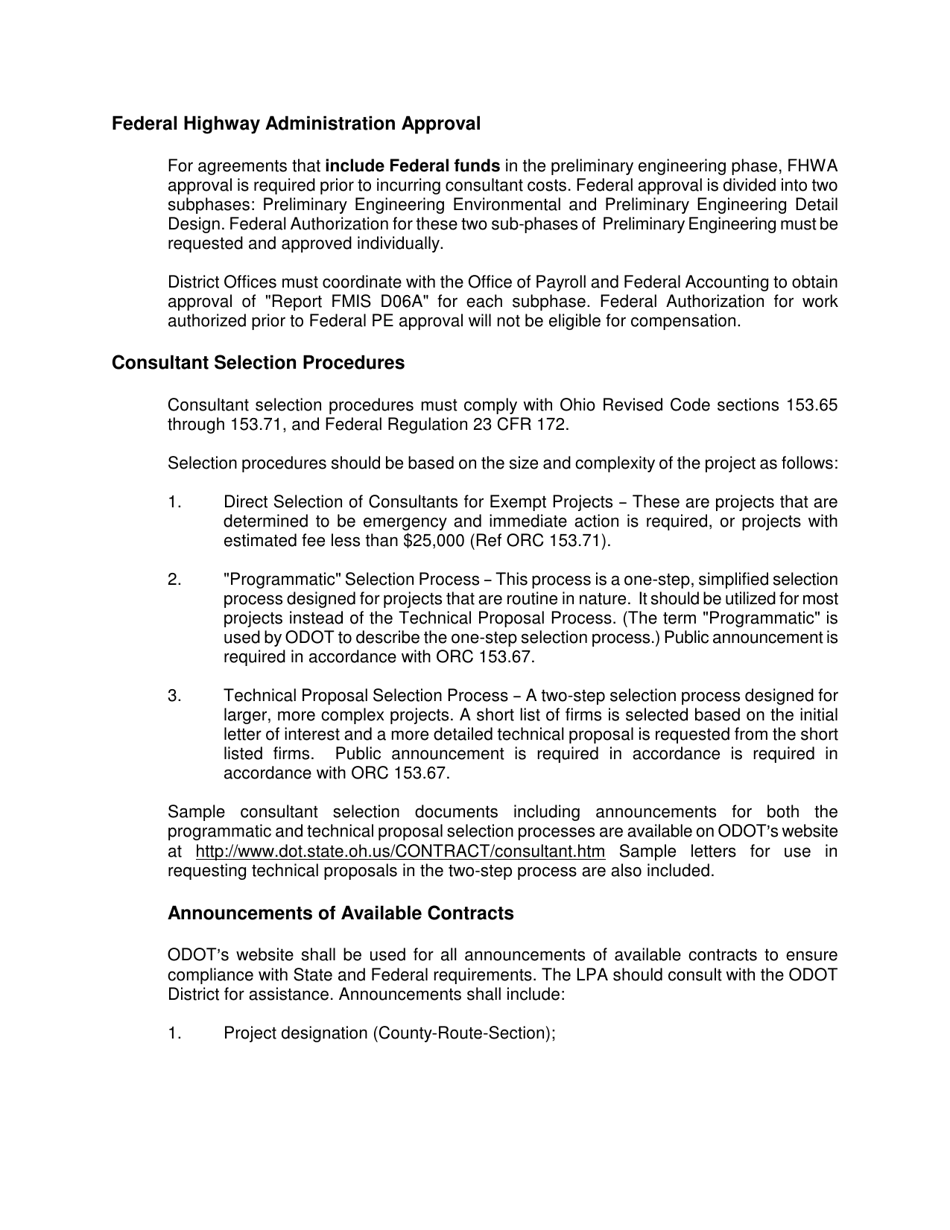 Policies for the Use of Consultants on Local Traditional Projects - Ohio, Page 3