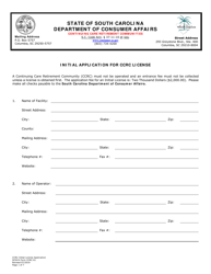SCDCA Form CCRC-01 &quot;Initial Application for Ccrc License&quot; - South Carolina