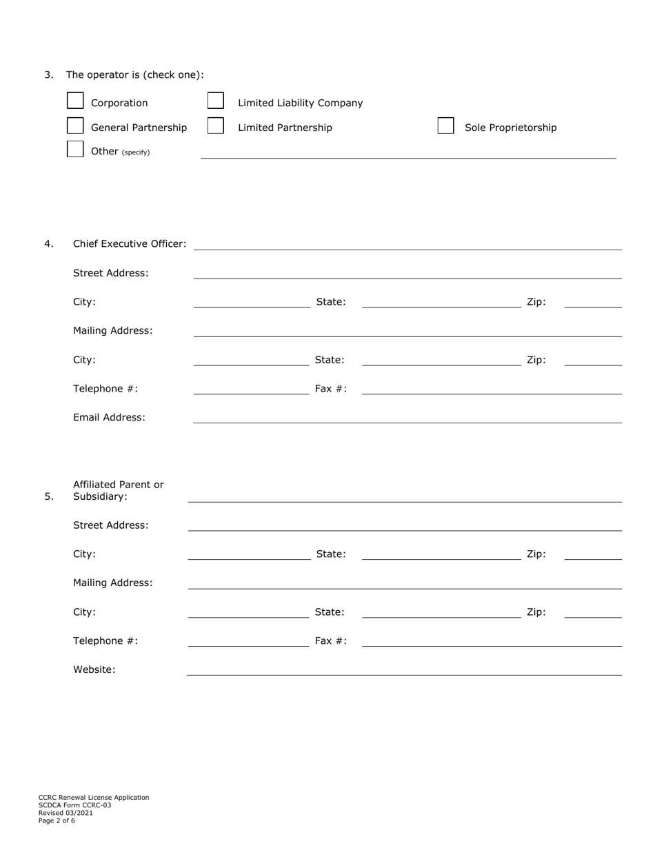 Scdca Form Ccrc 03 Fill Out Sign Online And Download Fillable Pdf South Carolina 8228