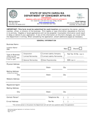 Pawnbroker Renewal Application for Certificate of Authority - South Carolina