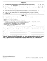 Prepaid Legal Services Company Renewal Application - South Carolina, Page 2