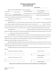 Document preview: Prepaid Legal Services Company Special Deposit Bond - South Carolina