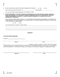 Form L-2128 Application for License to Manufacture or Distribute Bingo Game Cards - South Carolina, Page 2