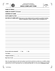Document preview: Form L-3016 Bingo Complaint Form - South Carolina