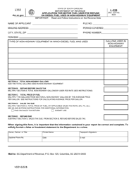 Form L-325 Application for Motor Fuel User Fee Refund on Diesel Fuel Used in Non-highway Equipment - South Carolina