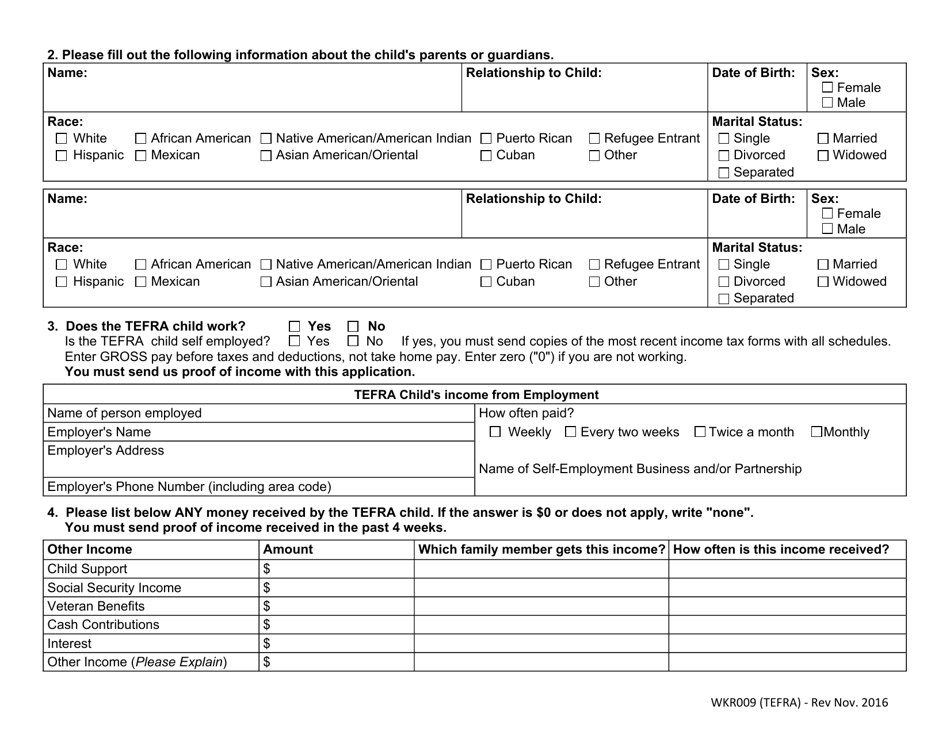 Form Wkr009 Download Fillable Pdf Or Fill Online Annual Tefra Review Form South Carolina 9445