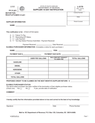 Form L-2170 Supplier 10 Day Notification - South Carolina