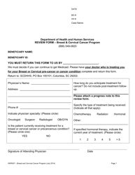 Form WKR007 Review Form - Breast &amp; Cervical Cancer Program - South Carolina