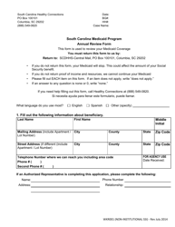 Form WKR001 &quot;Annual Review Form - Aged, Blind, or Disabled Individuals (Abd)&quot; - South Carolina