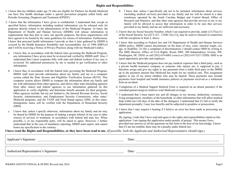 Form WKR003 Annual Review Form - People in a Nursing Home or Receiving Community Long Term Care Services in Your Home - South Carolina, Page 5