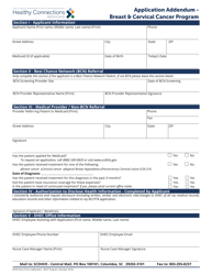 DHHS Form 913-A Application Addendum - Breast &amp; Cervical Cancer Program - South Carolina, Page 2