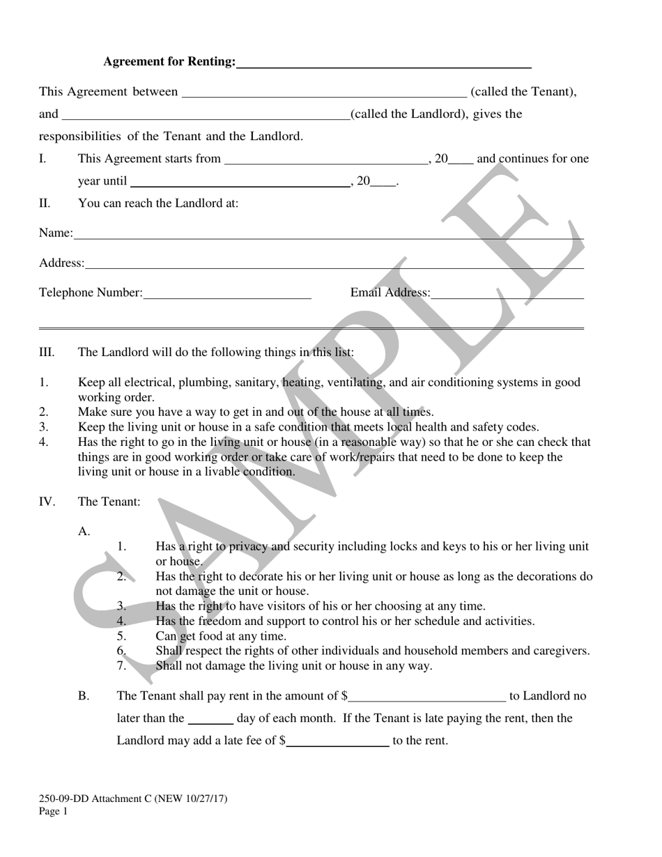 Attachment C Residency Agreement for Residence Controlled by a Provider - Sample - South Carolina, Page 1