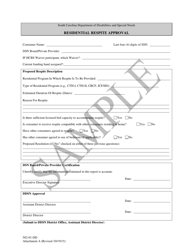 Document preview: Attachment A Residential Respite Approval - Sample - South Carolina