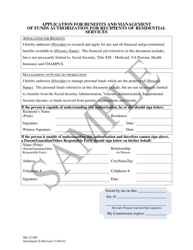 Document preview: Attachment D Application for Benefits and Management of Funds Authorization for Recipients of Residential Services - Sample - South Carolina