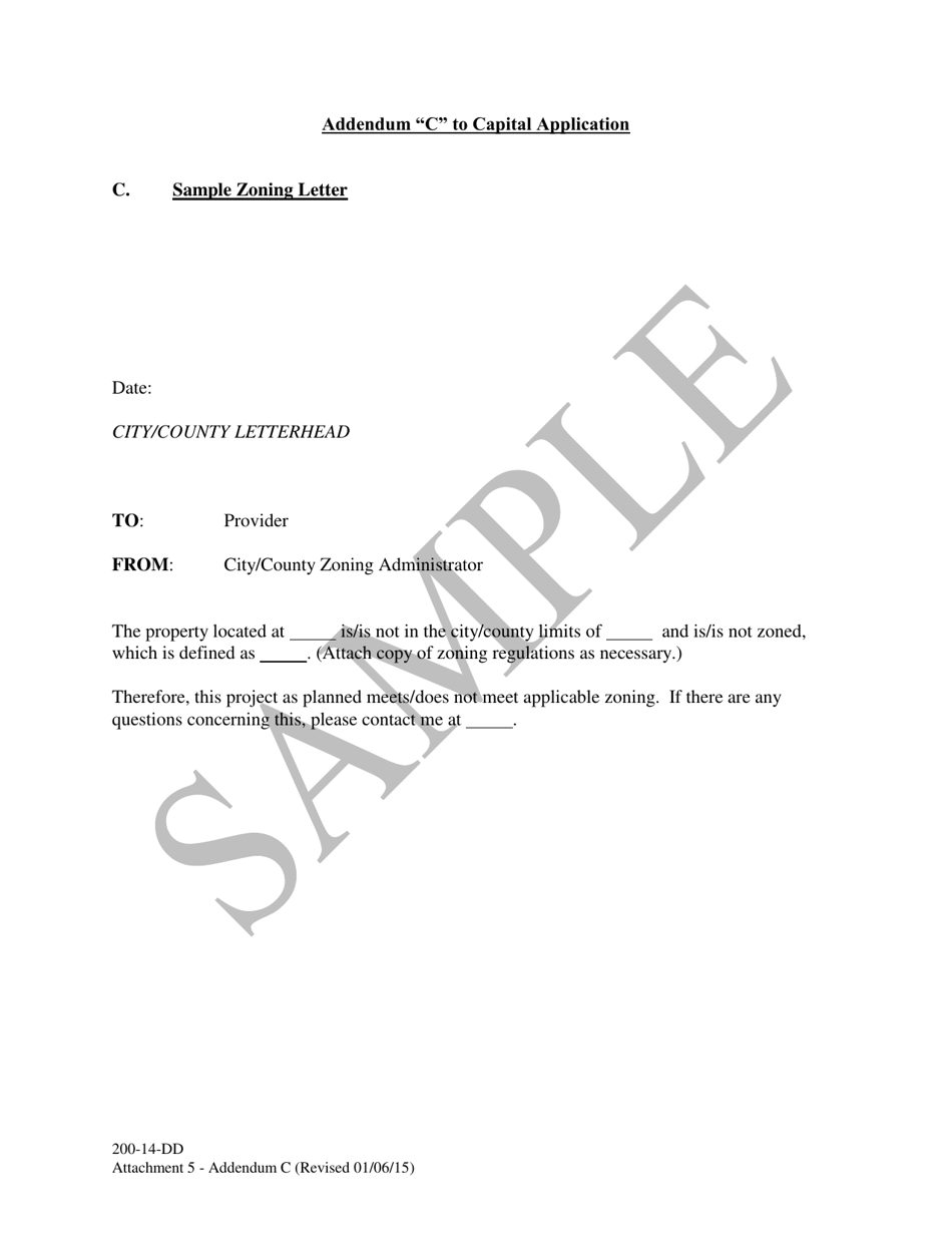 Attachment 5 Addendum c to Capital Application - Zoning Letter - Sample - South Carolina, Page 1