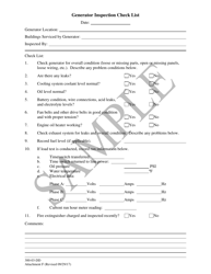 Document preview: Attachment F Generator Inspection Check List - Sample - South Carolina
