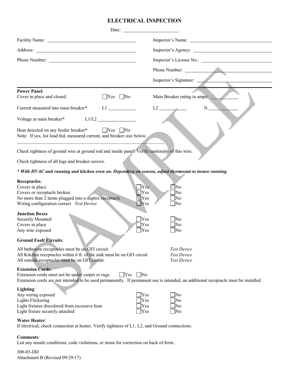 Attachment B Electrical Inspection - Sample - South Carolina, Page 1