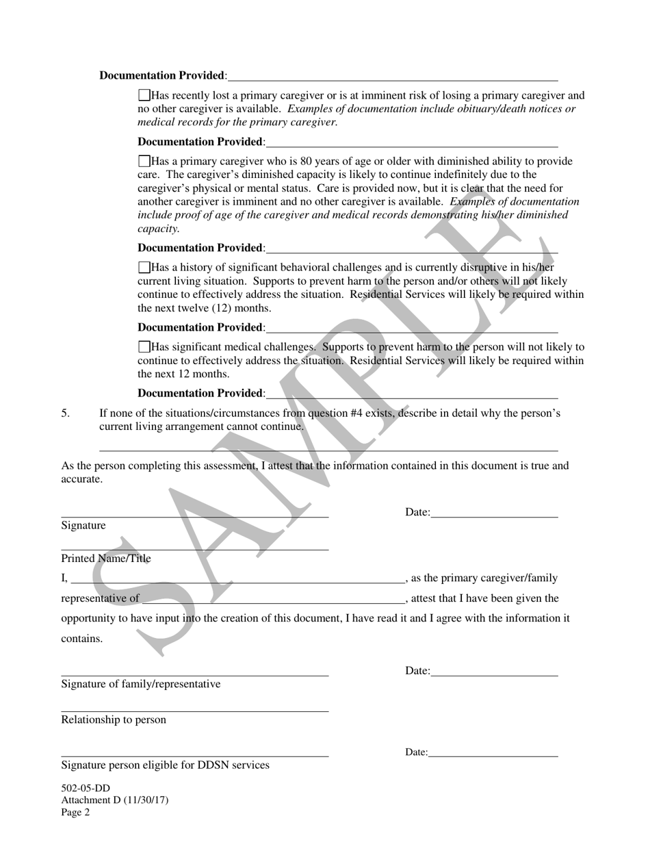 Attachment D Assessment of Need for Critical / Priority I - Sample - South Carolina, Page 2