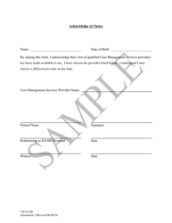 Document preview: Attachment 2 Acknowledge of Choice - Sample - South Carolina