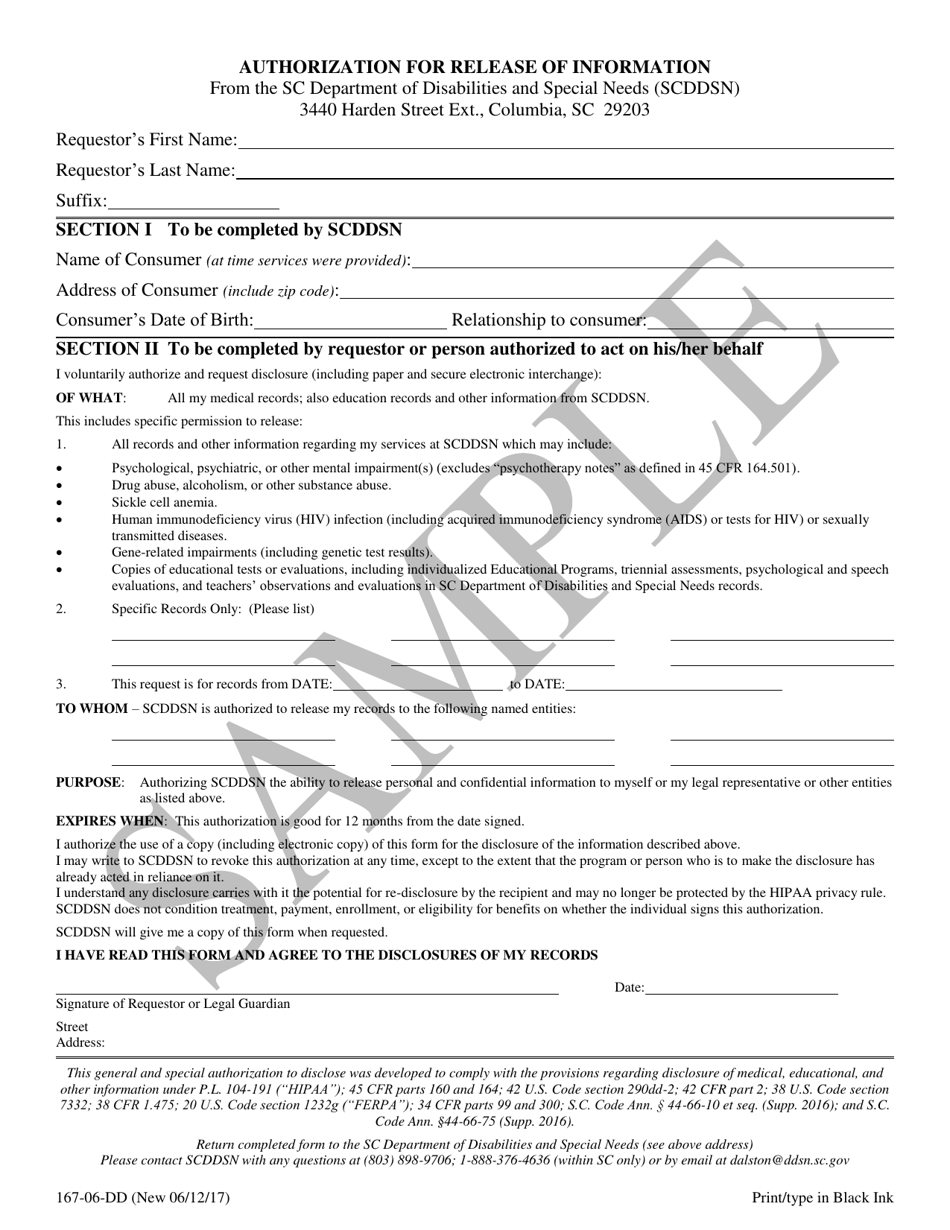 South Carolina Authorization for Release of Information - Sample - Fill ...