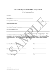 Document preview: Attachment A Do Not Resuscitate Order - Sample - South Carolina