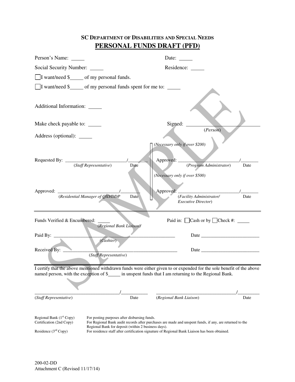 Attachment C Personal Funds Draft (Pfd) - Sample - South Carolina, Page 1