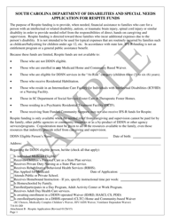 Document preview: Attachment B Application for Respite Funds - Sample - South Carolina