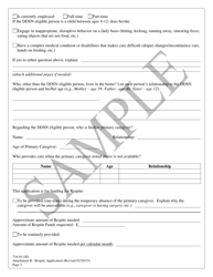 Attachment B Application for Respite Funds - Sample - South Carolina, Page 2