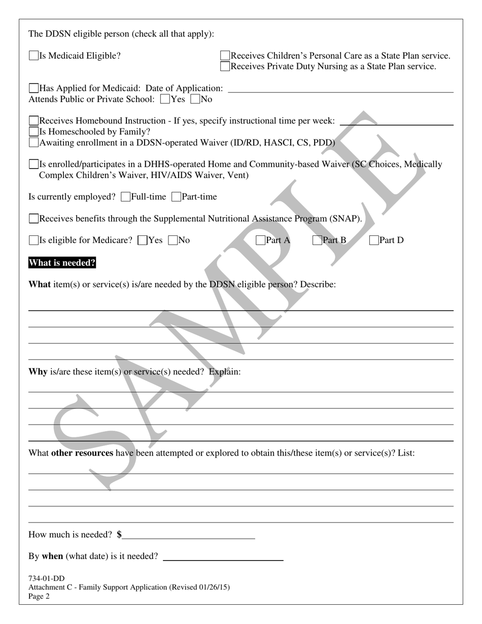 Attachment C Application for Family Support Funding - Sample - South Carolina, Page 2