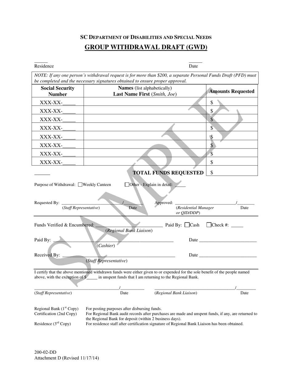 Attachment D Group Withdrawal Draft (Gwd) - Sample - South Carolina, Page 1