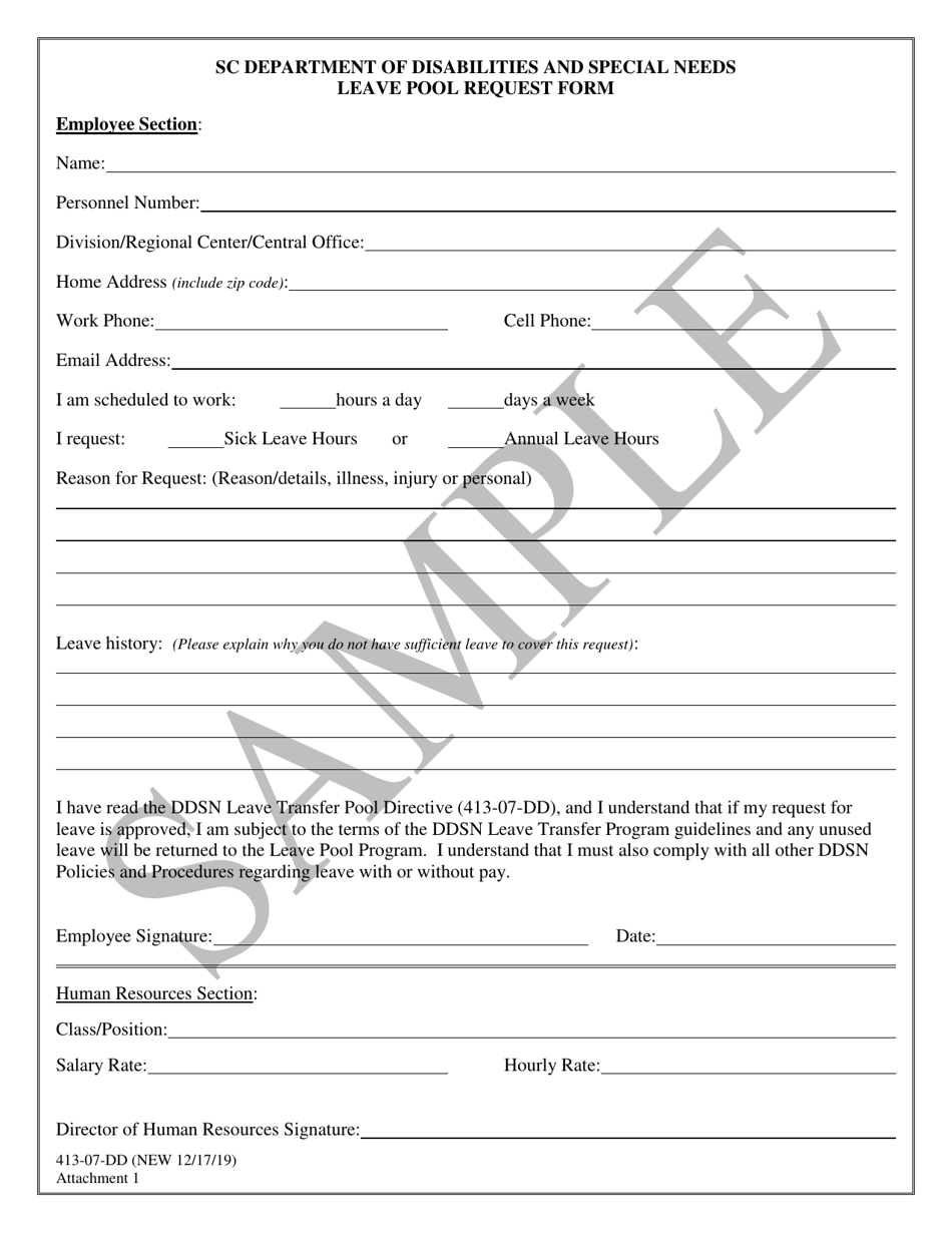 Attachment 1 Leave Pool Request Form - Sample - South Carolina, Page 1