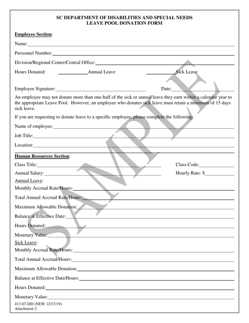 Attachment 2 Leave Pool Donation Form - Sample - South Carolina