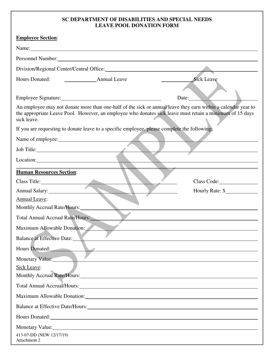 Attachment 2 Leave Pool Donation Form - Sample - South Carolina, Page 1