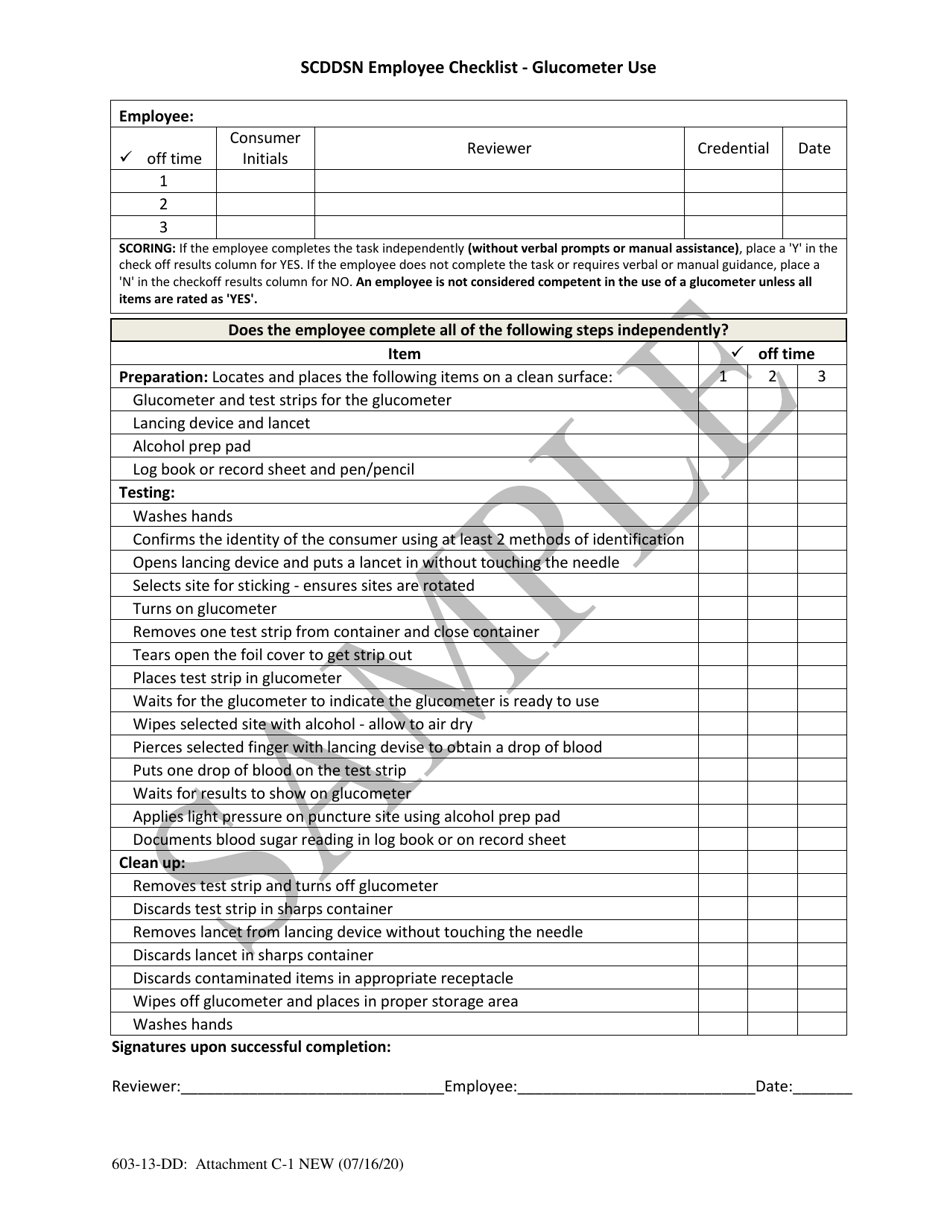 South Carolina Scddsn Employee Checklist Use Sample