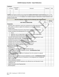 Attachment C-4 Scddsn Employee Checklist - Topical Medications - Sample - South Carolina
