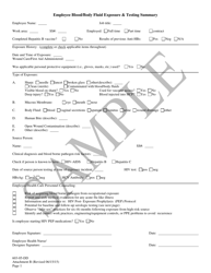 Document preview: Attachment B Employee Blood/Body Fluid Exposure & Testing Summary - Sample - South Carolina