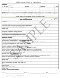 Document preview: Attachment C-6 Employee Checklist - Ear Drop Medication - Sample - South Carolina