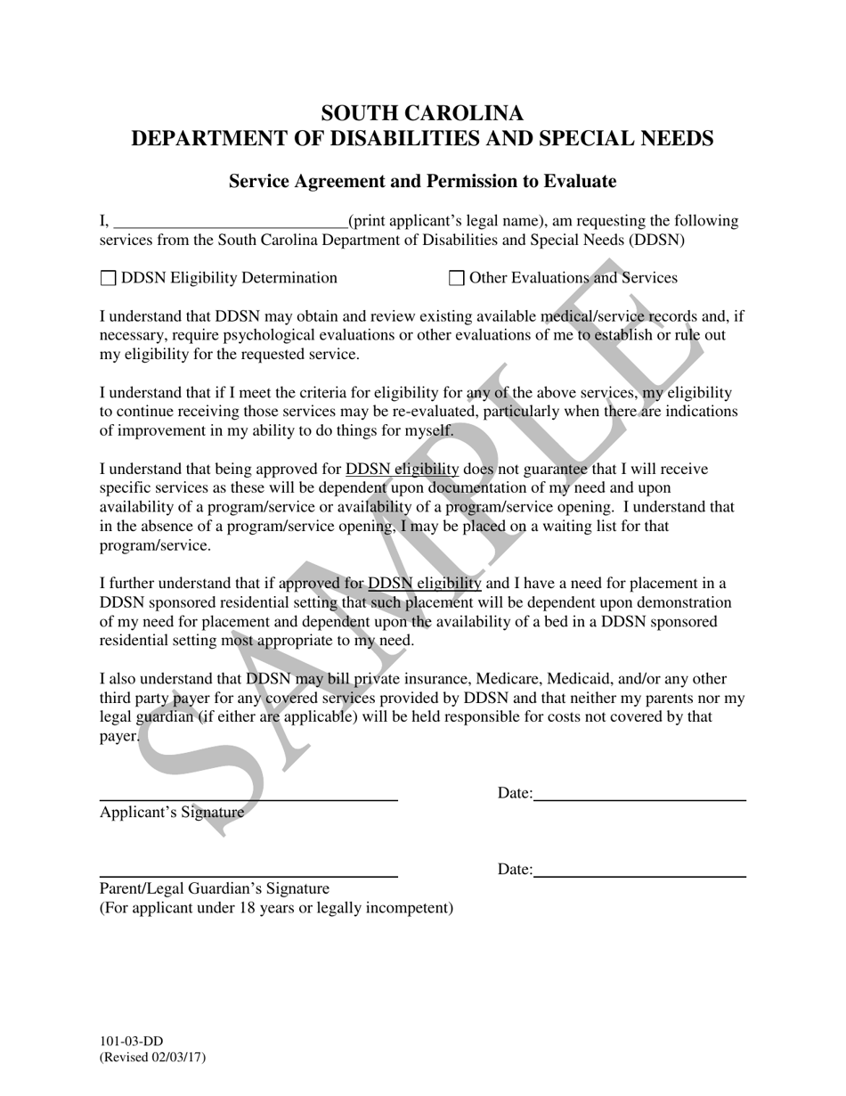 Service Agreement and Permission to Evaluate - Sample - South Carolina, Page 1