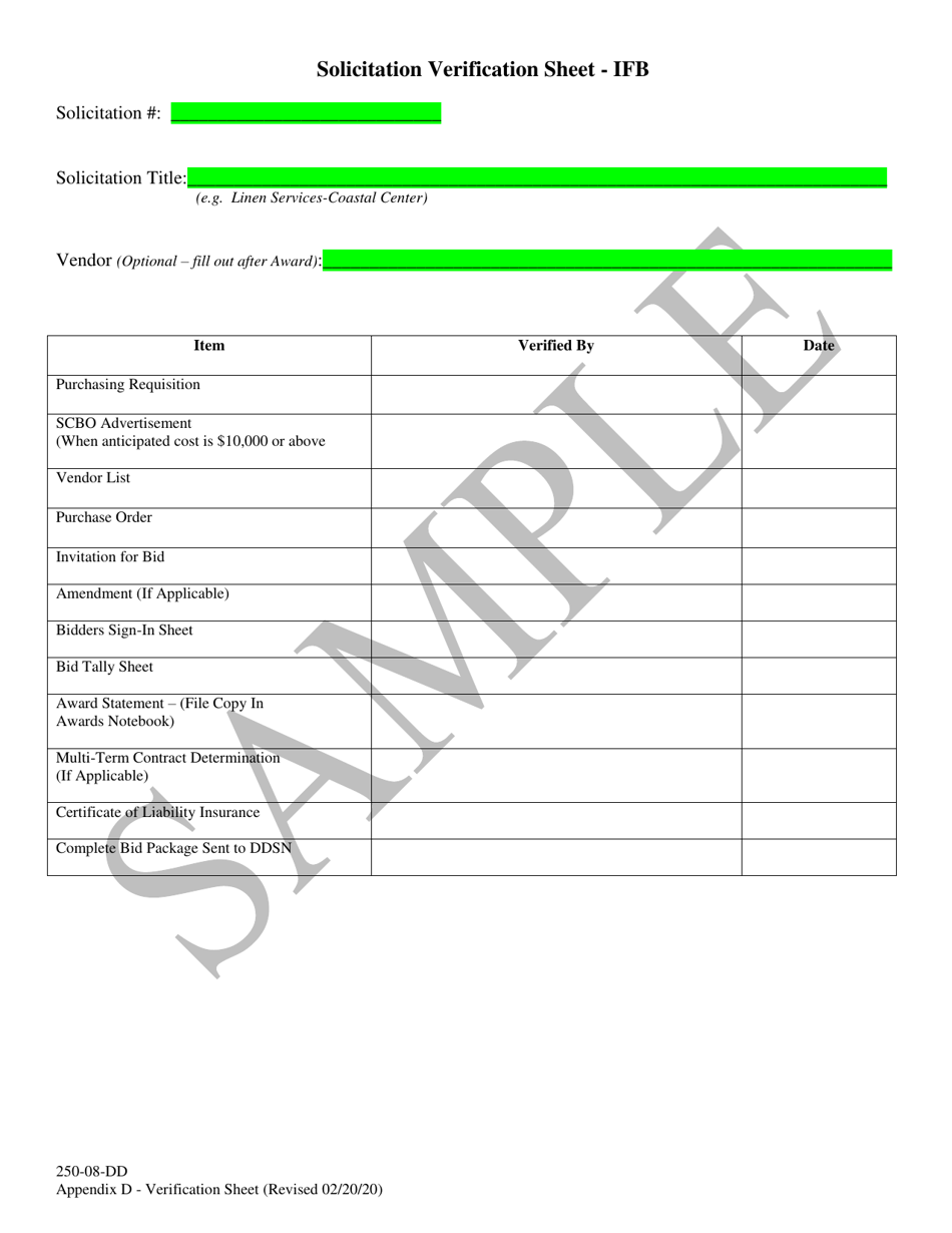 South Carolina Solicitation Verification Sheet - Sample - Fill Out ...