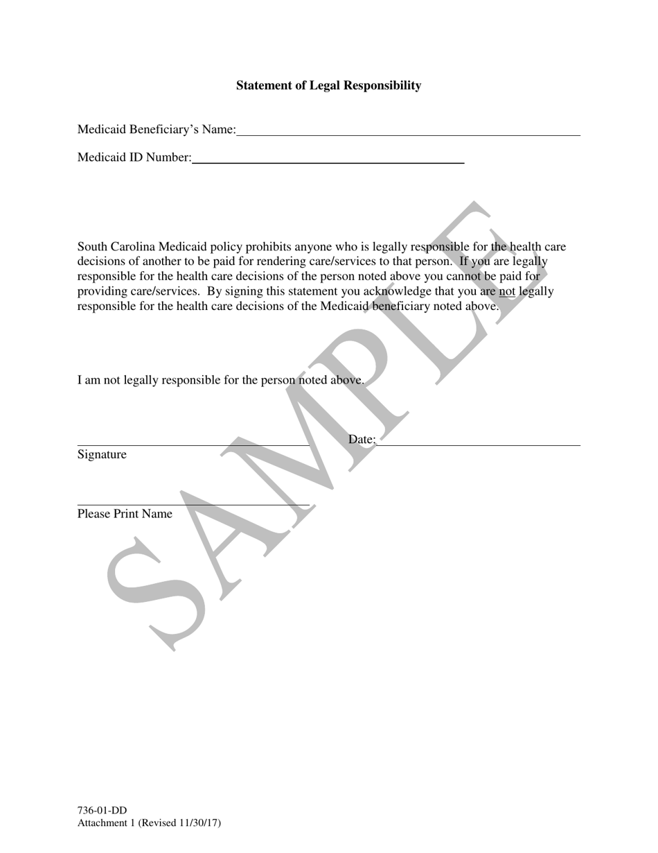 Attachment 1 Statement of Legal Responsibility - Sample - South Carolina, Page 1