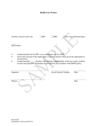 Document preview: Attachment A Consent for HIV/Hbv/Hcv Testing - Sample - South Carolina