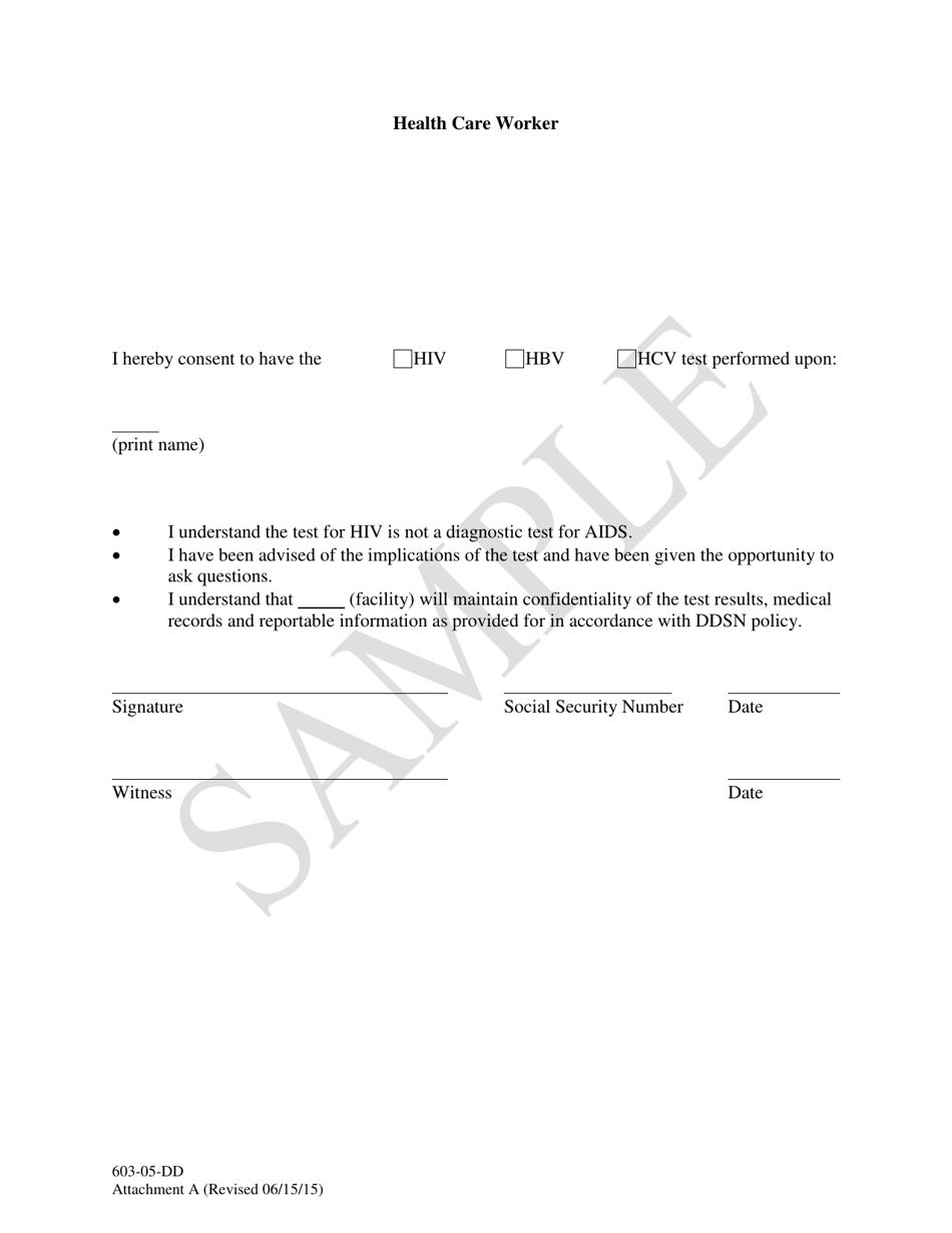 Attachment A Consent for HIV / Hbv / Hcv Testing - Sample - South Carolina, Page 1
