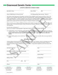Document preview: Genetic Services Consent Form - Sample - South Carolina